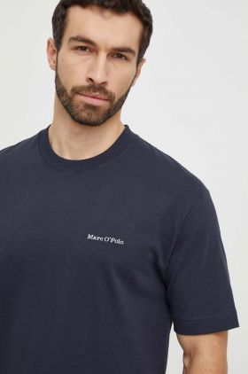 Marc O'Polo tricou din bumbac barbati, culoarea albastru marin, neted