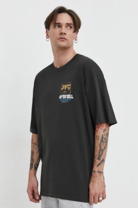 Vans tricou din bumbac barbati, culoarea gri, cu imprimeu