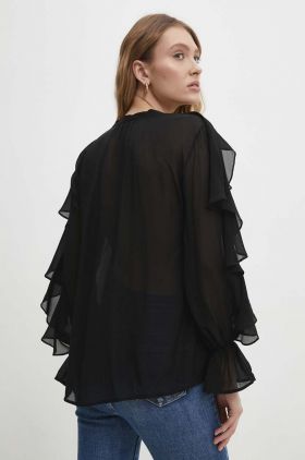Answear Lab camasa femei, culoarea negru, regular
