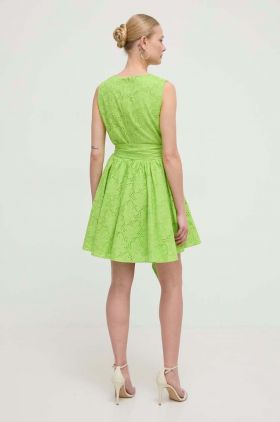 Silvian Heach rochie din bumbac culoarea verde, mini, evazati