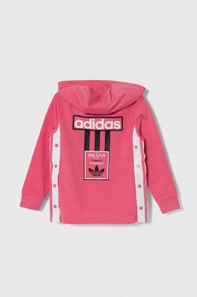 adidas Originals bluza copii culoarea roz, cu glugă, modelator