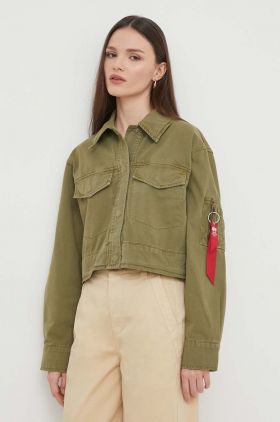 Alpha Industries jacheta de bumbac culoarea verde, de tranzitie, oversize