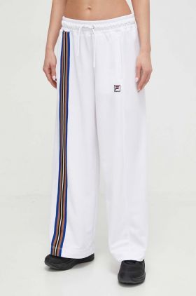 Fila pantaloni de trening culoarea alb, cu imprimeu