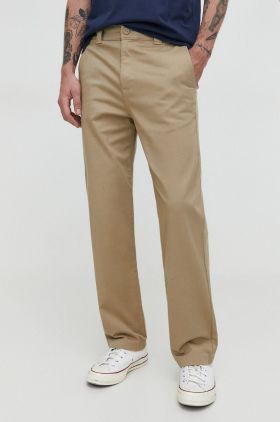 Hollister Co. pantaloni barbati, culoarea bej, drept