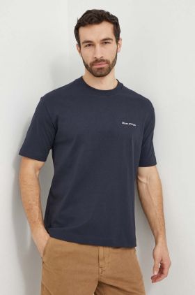 Marc O'Polo tricou din bumbac barbati, culoarea albastru marin, neted