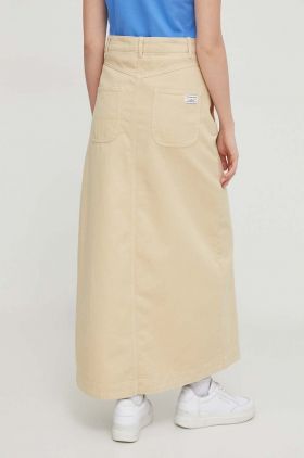 Pepe Jeans fusta jeans Shelby culoarea bej, maxi, evazati