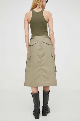 G-Star Raw fusta culoarea verde, midi, drept