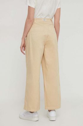 Pepe Jeans pantaloni Tasha femei, culoarea bej, drept, high waist