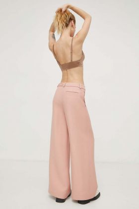 Lovechild pantaloni de lână culoarea roz, lat, high waist 24-2-524-2017