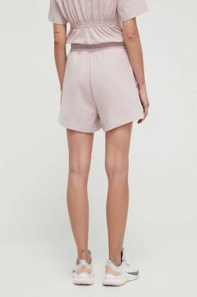 adidas by Stella McCartney pantaloni scurți femei, culoarea roz, cu imprimeu, high waist IS1217