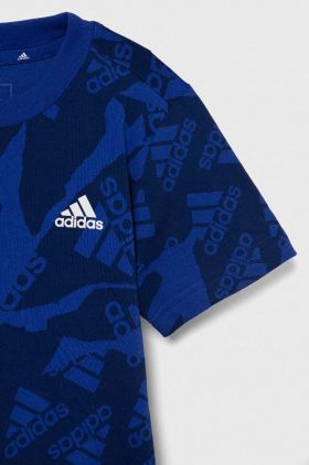 adidas tricou de bumbac pentru copii culoarea albastru marin, modelator