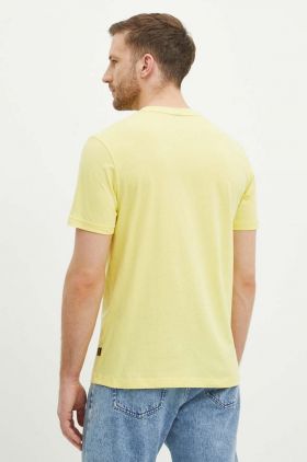 BOSS Orange tricou din bumbac bărbați, culoarea galben, cu imprimeu 50515626