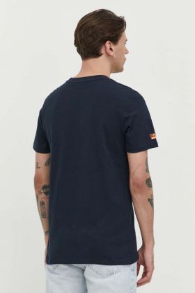 Superdry tricou din bumbac barbati, culoarea albastru marin, cu imprimeu