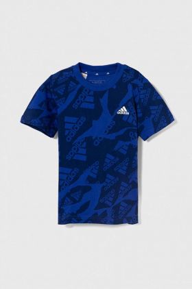 adidas tricou de bumbac pentru copii culoarea albastru marin, modelator