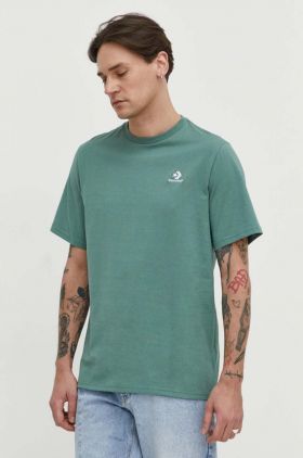 Converse tricou din bumbac culoarea verde, neted