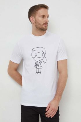 Karl Lagerfeld tricou bărbați, culoarea alb, cu imprimeu 542221.755054