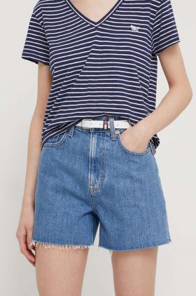 Tommy Jeans pantaloni scurți femei, uni, high waist DW0DW17646