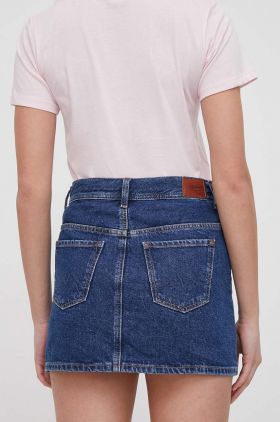 Pepe Jeans fusta jeans culoarea albastru marin, mini, drept