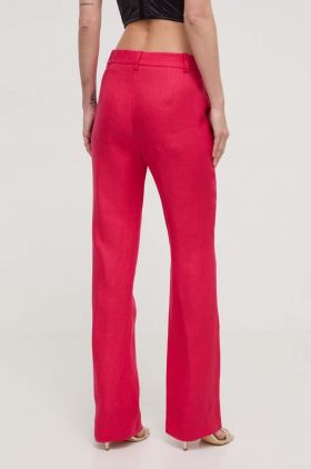 Luisa Spagnoli pantaloni din in culoarea roz, drept, high waist