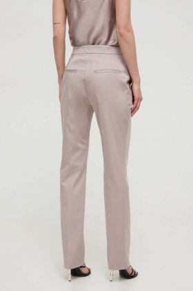 BOSS pantaloni femei, culoarea bej, fason chinos, high waist 50511959