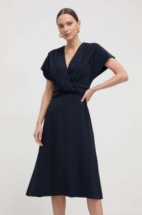 BOSS rochie culoarea bleumarin, midi, evazați 50515198