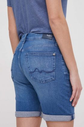 Pepe Jeans pantaloni scurti jeans femei, neted, medium waist