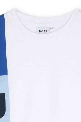 BOSS tricou de bumbac pentru copii culoarea alb, cu imprimeu