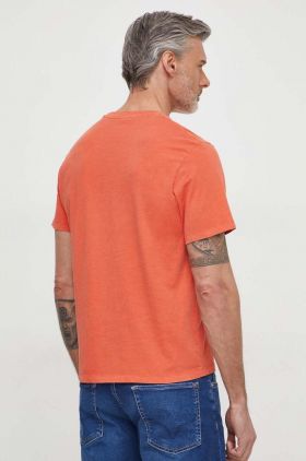 Pepe Jeans tricou din bumbac Jacko barbati, culoarea portocaliu, neted