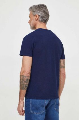 Pepe Jeans tricou din bumbac Coff barbati, culoarea albastru marin, neted