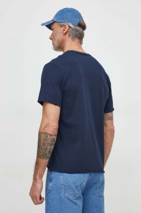 Pepe Jeans tricou din bumbac Single Carrinson barbati, culoarea albastru marin, neted