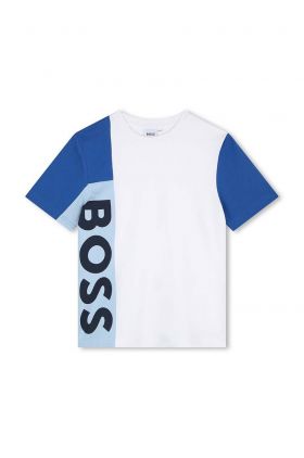 BOSS tricou de bumbac pentru copii culoarea alb, cu imprimeu