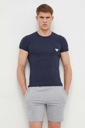 Emporio Armani Underwear tricou lounge culoarea albastru marin, cu imprimeu