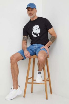 Karl Lagerfeld tricou din bumbac bărbați, culoarea negru, cu imprimeu 542241.755423