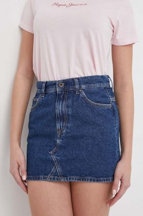 Pepe Jeans fusta jeans culoarea albastru marin, mini, drept