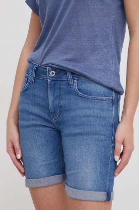 Pepe Jeans pantaloni scurti jeans femei, neted, medium waist