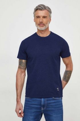 Pepe Jeans tricou din bumbac Coff barbati, culoarea albastru marin, neted