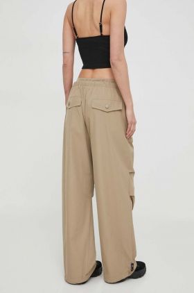 Miss Sixty pantaloni femei, culoarea verde, lat, high waist