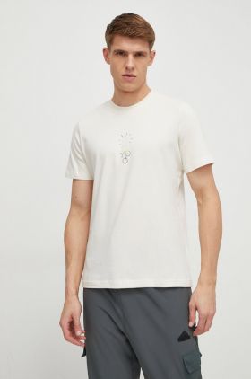 adidas tricou din bumbac bărbați, culoarea bej, cu imprimeu IX4454