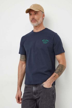 Pepe Jeans tricou din bumbac barbati, culoarea albastru marin, cu imprimeu