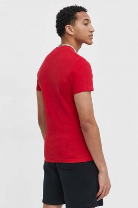 Superdry tricou din bumbac barbati, culoarea rosu, neted