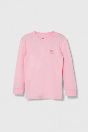 adidas Originals longsleeve din bumbac pentru copii culoarea roz