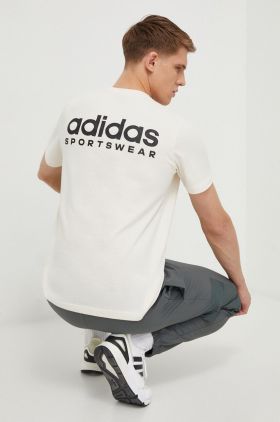 adidas tricou din bumbac bărbați, culoarea bej, cu imprimeu IX4454