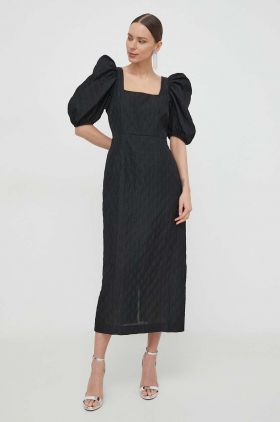 Custommade rochie culoarea negru, midi, evazati