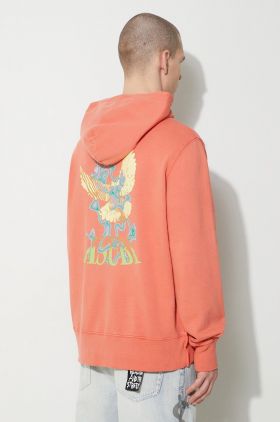 KSUBI hanorac de bumbac flight kash hoodie bărbați, culoarea portocaliu, cu glugă, cu imprimeu, MPS24FL009