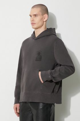 KSUBI hanorac de bumbac portal kash hoodie bărbați, culoarea gri, cu glugă, cu imprimeu, MPS24FL011