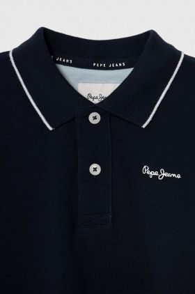 Pepe Jeans tricouri polo din bumbac pentru copii NEW THOR culoarea albastru marin, neted