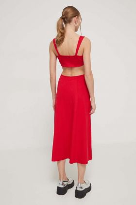 Superdry rochie culoarea rosu, midi, evazati