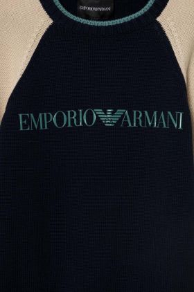 Emporio Armani pulover de bumbac pentru copii culoarea albastru marin, light