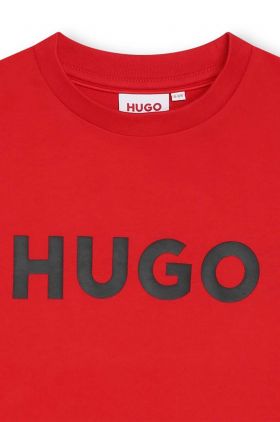 HUGO tricou de bumbac pentru copii culoarea rosu, cu imprimeu