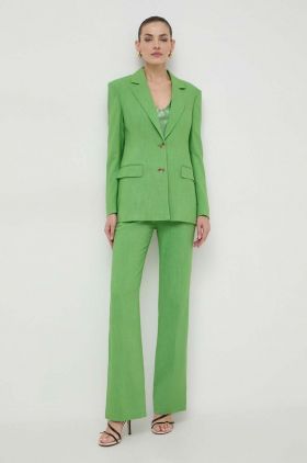 BOSS pantaloni femei, culoarea verde, drept, high waist 50511972